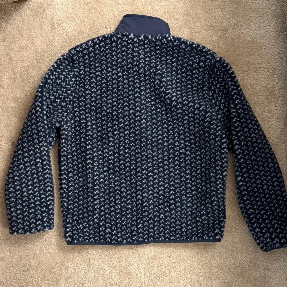 J. Crew Navy and White Nordic Textured Fleece Jacket - Picture 2 of 3